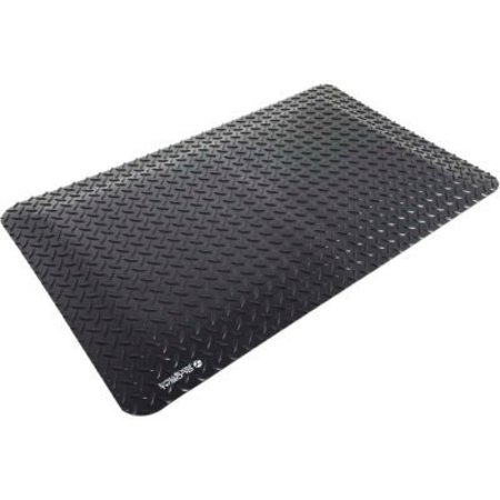 TENNESEE MAT CO Global Industrial Diamond-Plate Anti Fatigue Mat, 9/16in Thick, 3'W x 12'L, Black G495.916X3X12BK